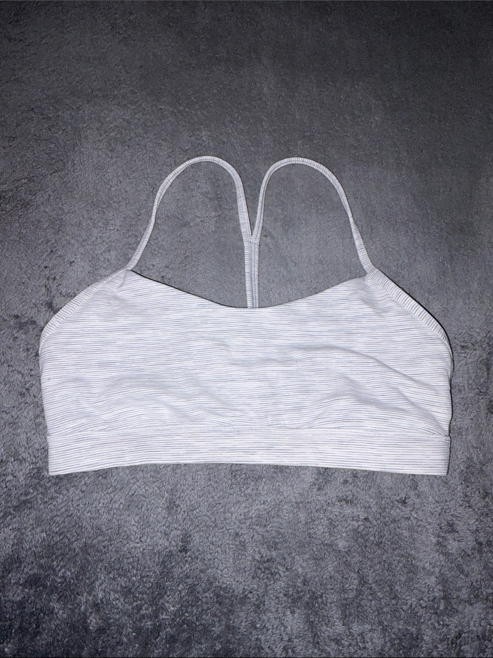 Lululemon Striped Light Gray/White Seamless Bralette